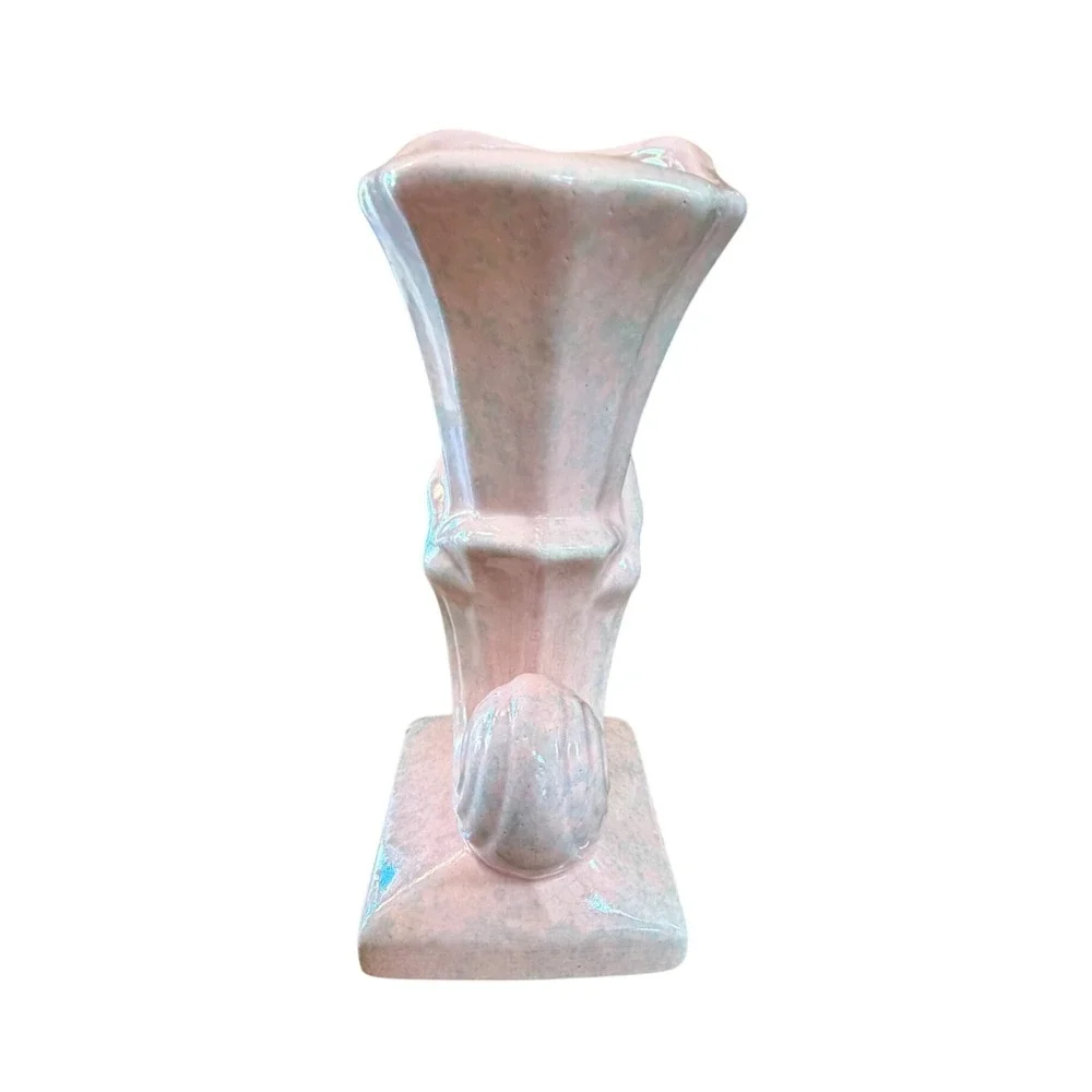 Vintage Gonder Pink Blue Drip Glaze Cornucopia Vase Art Deco Pottery USA